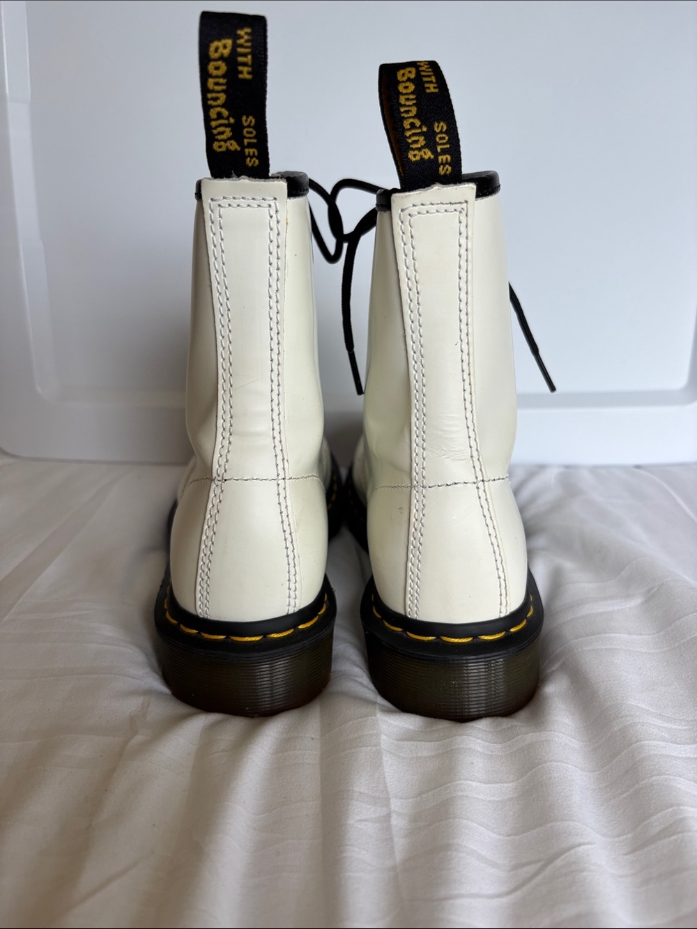 Dr. Martens 2 pr Black Floral Pascal 1460 and White Leather Lace-Up Boots SZ 7 - Picture 13 of 15